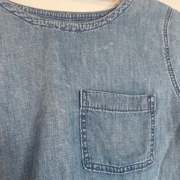 Madewell Denim Drop-Hem Tee in Edna Wash Sz S Chambray Lightweight Cotton - Picture 2 of 6